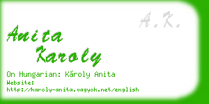 anita karoly business card